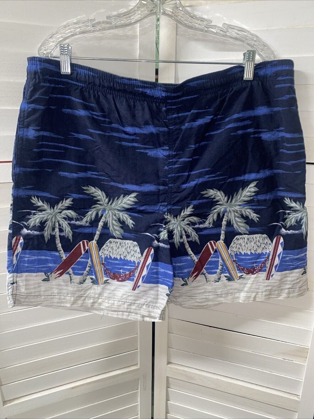 VTG 80s 90s Cherokee Swim Shorts Boardshorts Men’s Navy Floral Hawaiian Large